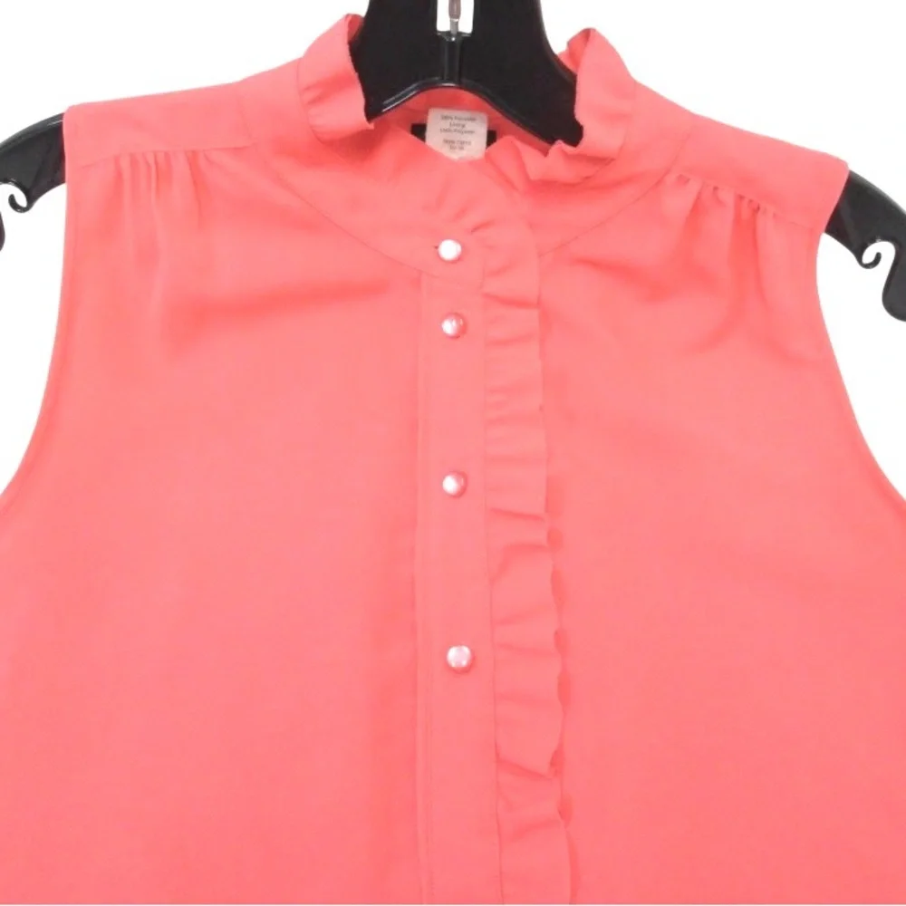 J. Crew Coral Sleeveless Ruffle Blouse